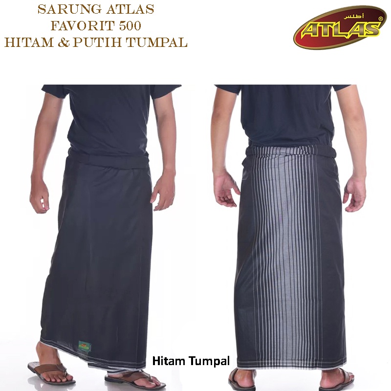 Sarung Atlas Favorit 500 Hitam Putih Polos Tumpal Sarung Atlas Dewasa