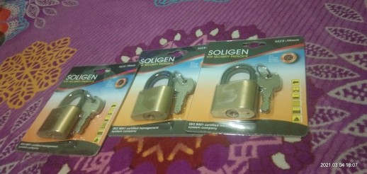 Gembok Soligen Baja Hitam 50 Mm Pendek