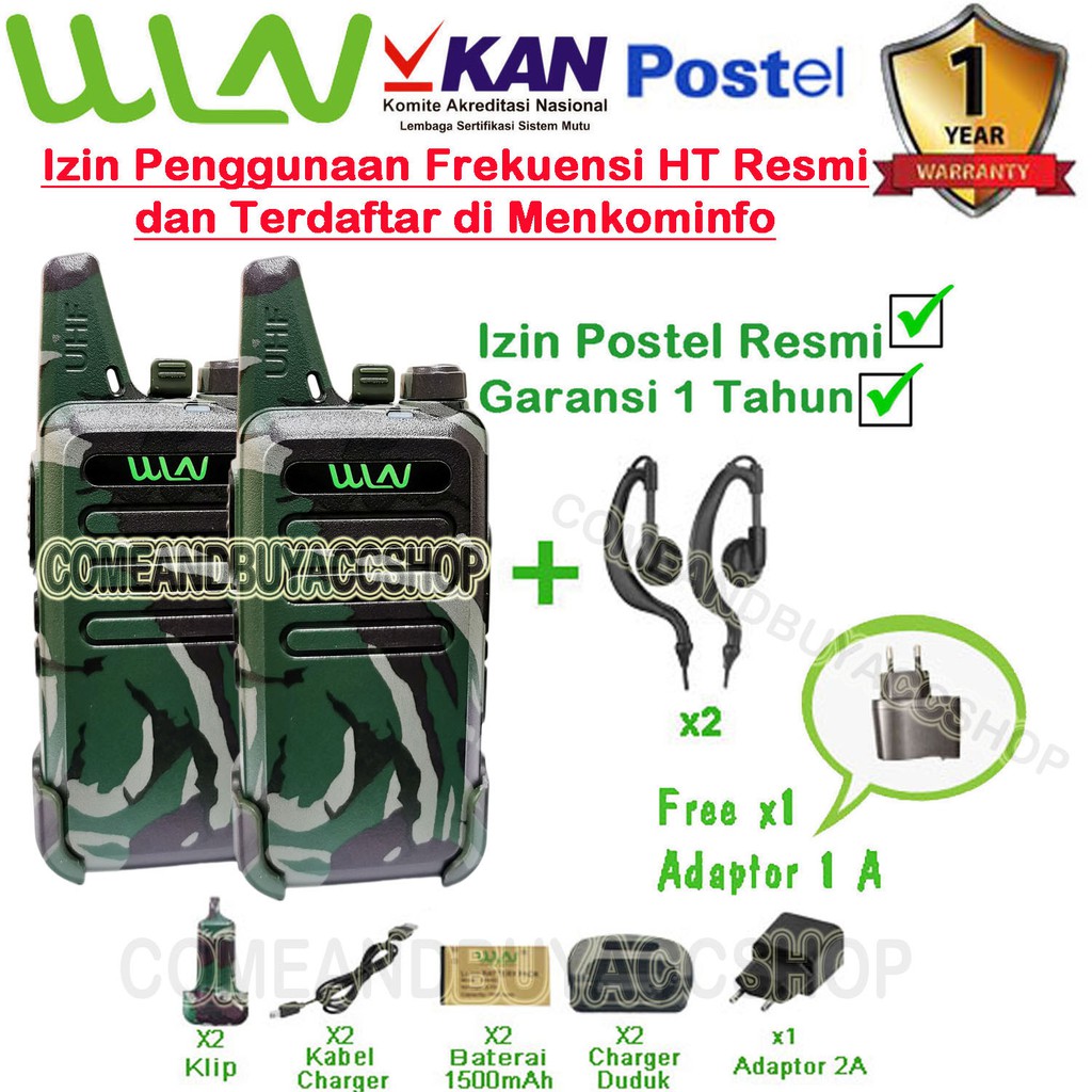 Paket STANDAR HT WLN Two-Way Radio -LORENG (isi2pcs)-Batrai 1500 mAh