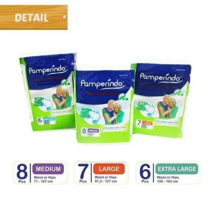 TERHEMAT!! Pamperindo Popok Dewasa, Diaperss for adult L7 | Size L isi 7