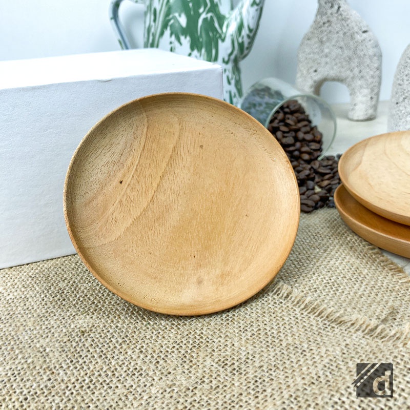 DADALALA Lepek Gelas Kayu / Alas Cangkir Aesthetic Bahan Kayu Mahoni Diameter 11 Cm