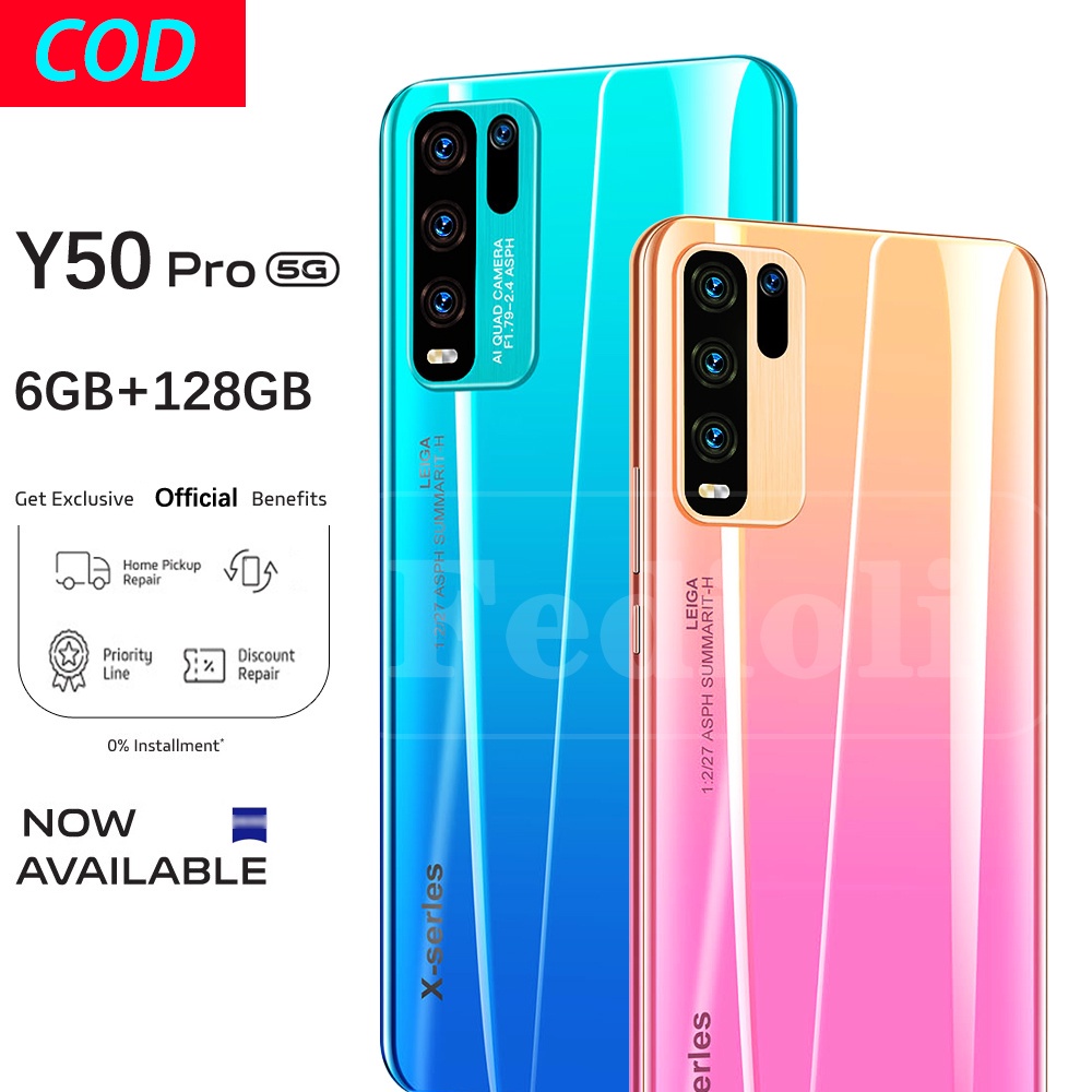【Bisa COD】VIV0 Y50pro Hp Murah Android 6GB+128GB 6.35 Inch Handphone 4G 5G 500 Ribuan Resmi Gratis I