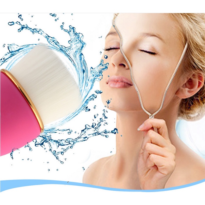 Alat Pembersih Wajah / Muka / Facial / Brush / Sikat - Merah Muda