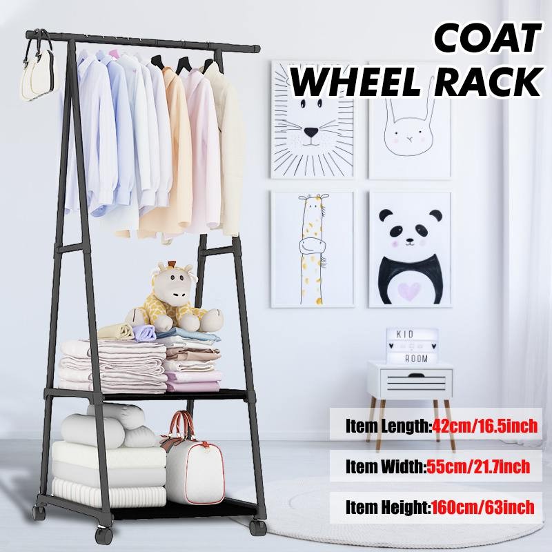 Stand Hanger Gantungan Baju Rak Roda Portable / Triangle Stand Hanger Rak Serbaguna Dengan 4 Roda