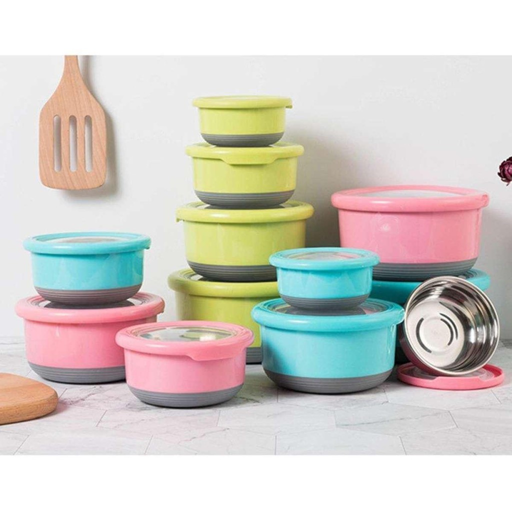 TEMPAT MAKAN STAINLESS FOOD TEDEMEI LUNCHBOX 6857 POLOS PINK GREEN BLUE