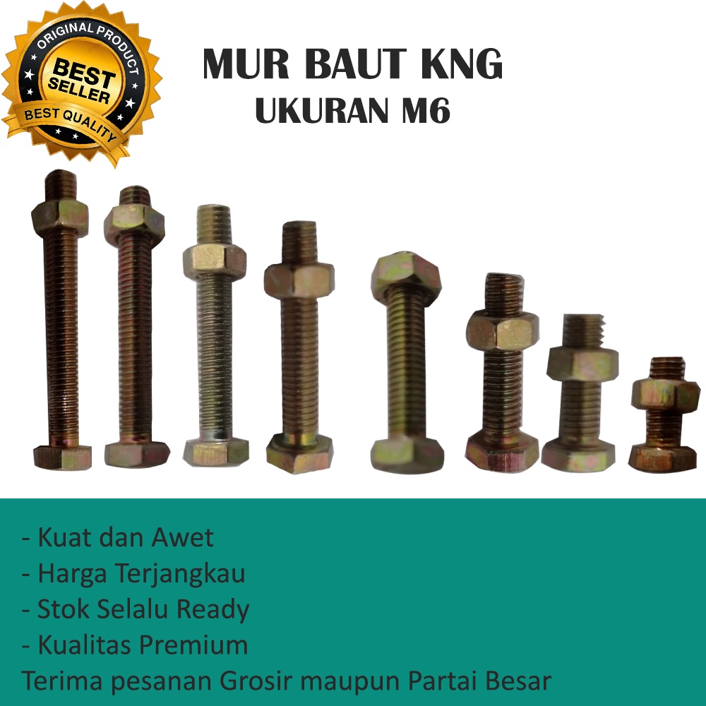 MUR BAUT UKURAN M6 X 35 MM KNG MURAH (HARGA PER 10 PCS)