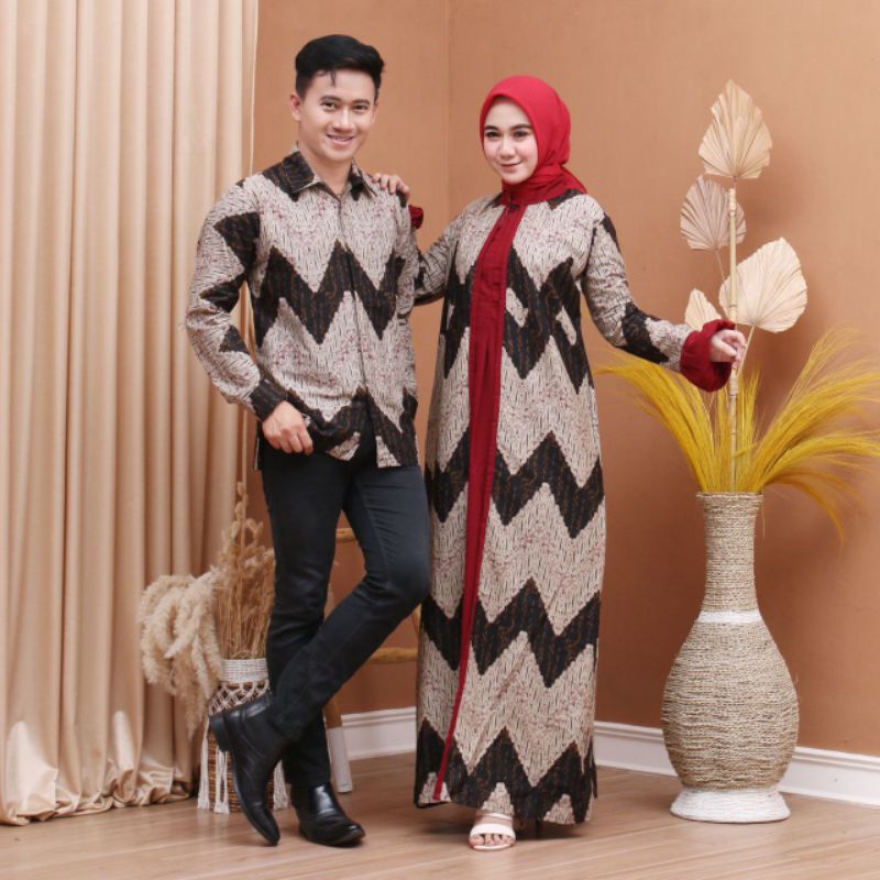 TERBARU BISA PISAH Batik Couple Keluarga Sania ruffle ori ndoro jowi TERMURAH Motif Zigzag