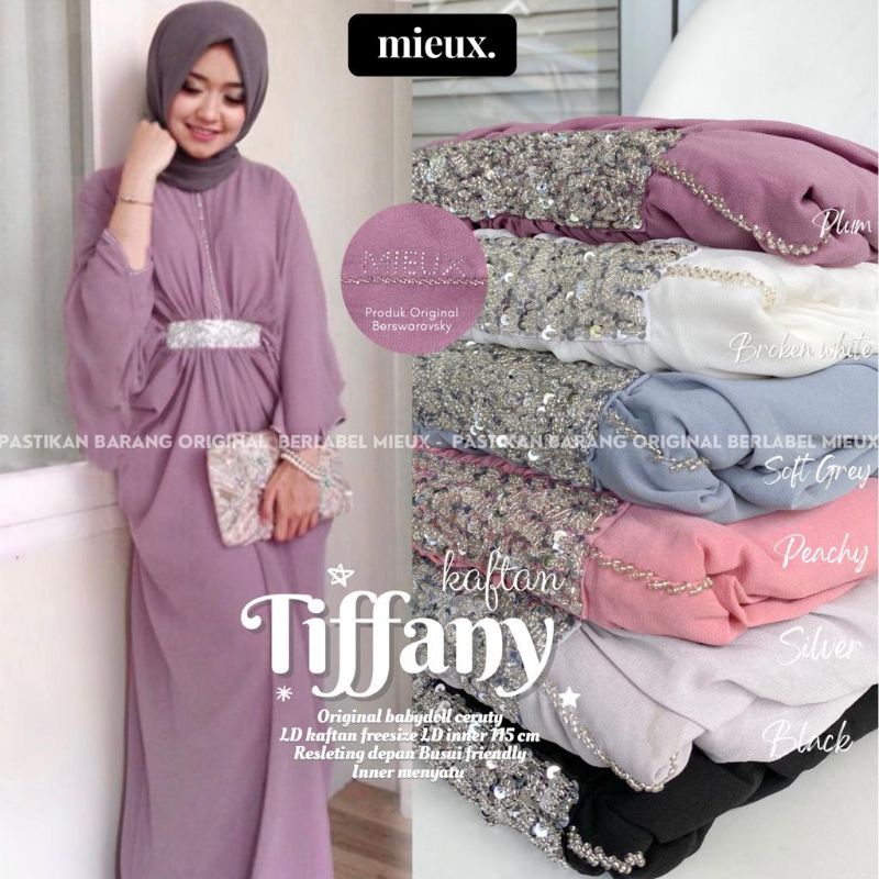 tiffany kaftan kaftan  lebaran motif payet busui plus furing original mieux isyana mieux
