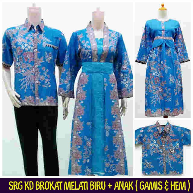 Batik Nusantara Couple Batik Family Gamis Krisdayanti (KD) Melati Dasar Warna Biru / batik keluarga
