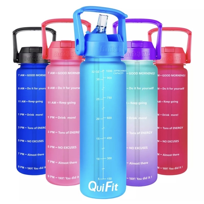 QuiFit ORIGINAL Botol Minum Penanda Waktu / Botol Waktu / FREE SIKAT BOTOL