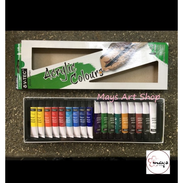 

(TERLARIS) V-TEC Acrylic Colour Set 818 18 x 12ml / Cat akrilik 18 warna 12ml - 18 Warna x 12ml