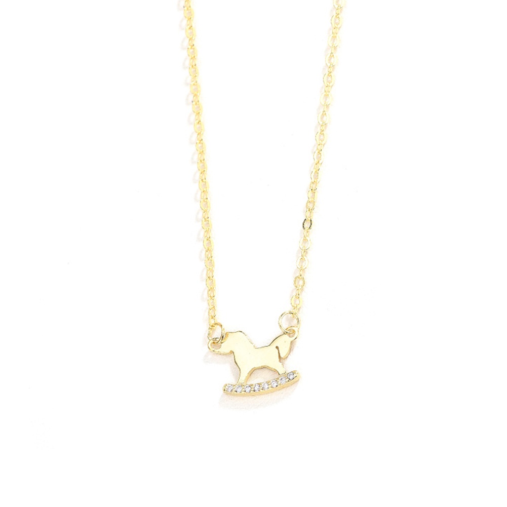 Hu Hu Hu Hu Hu Alat Bantu Pasang Kacamata♡ Kalung Rantai Lapis Silver Dengan Liontin Kuda Hoki Aksen Berlian Imitasi Untuk Wanita