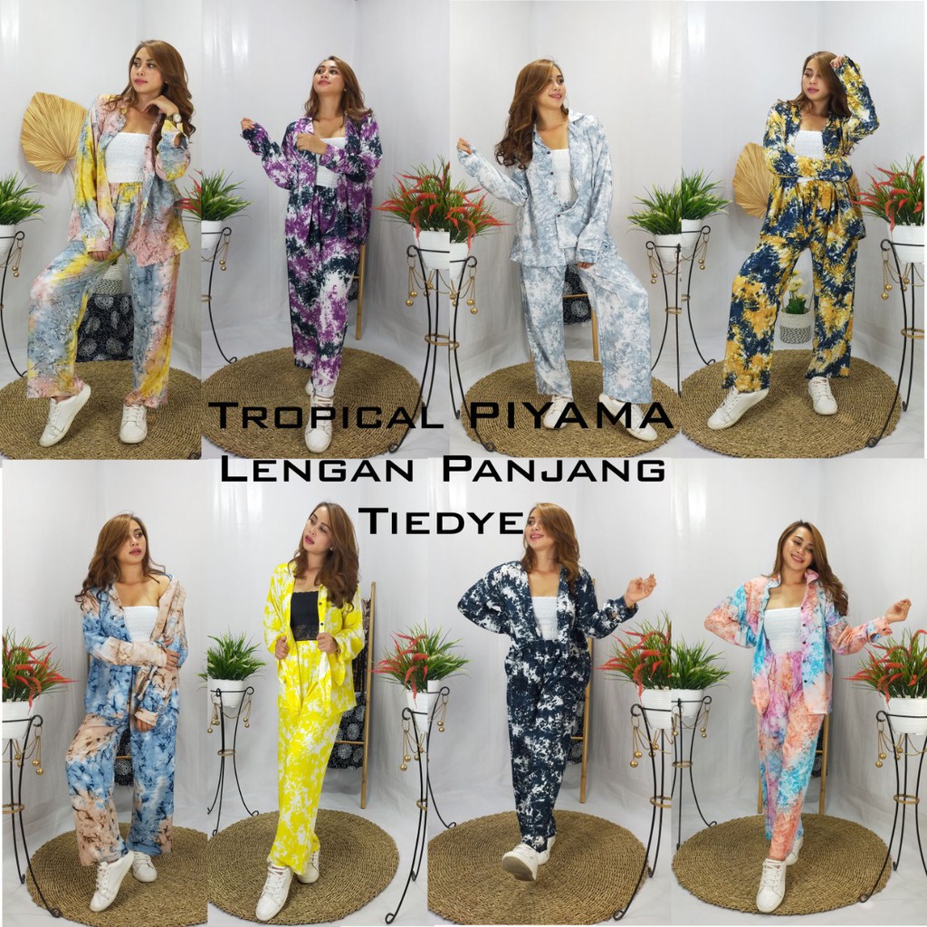 Piyama Tiedie Kancing Lengan Panjang Bali