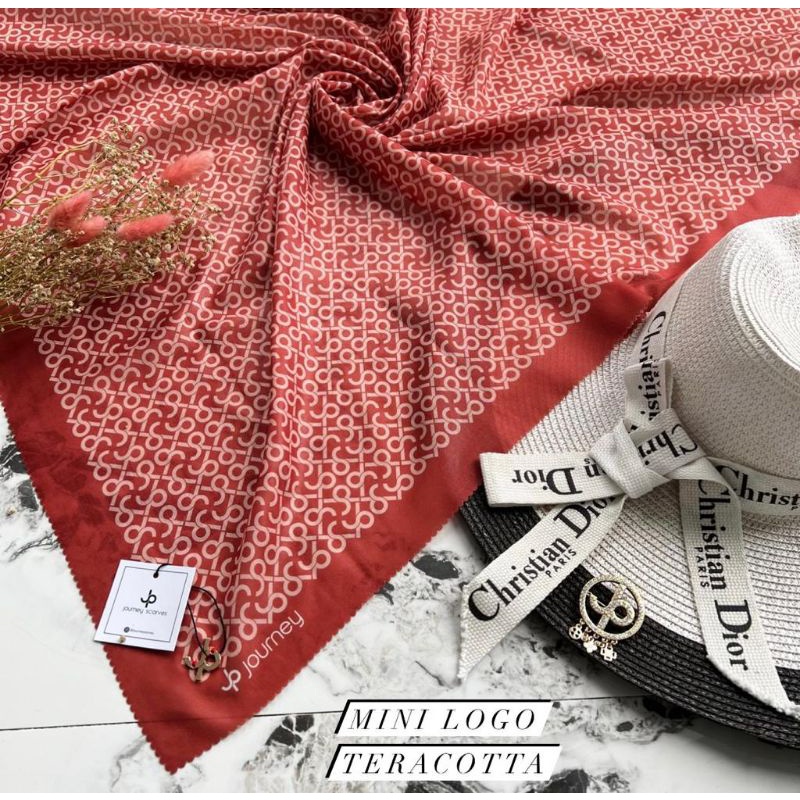 Hijab journey scarves premium mini logo series teracota