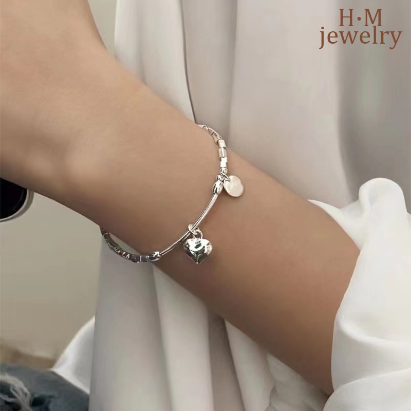 Gelang Tangan Silver Motif Hati Untuk Wanita