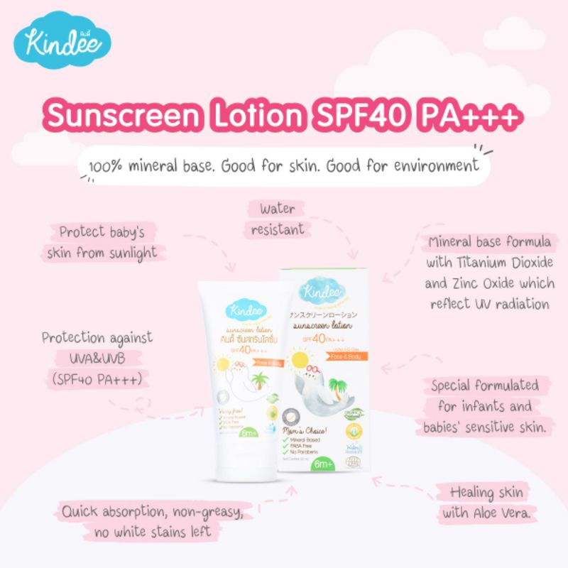 Kindee Organic Sunscreen/ Sunblock Lotion SPF 40 PA+++ (6m+)