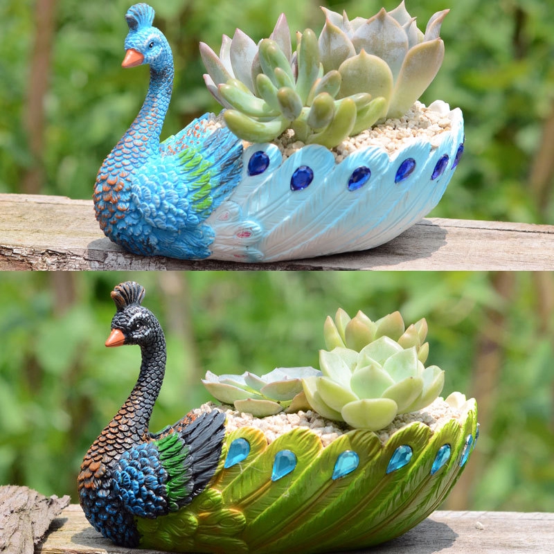 Mini Peacock Kreatif Dekoratif Peralatan Taman Tanaman Pot