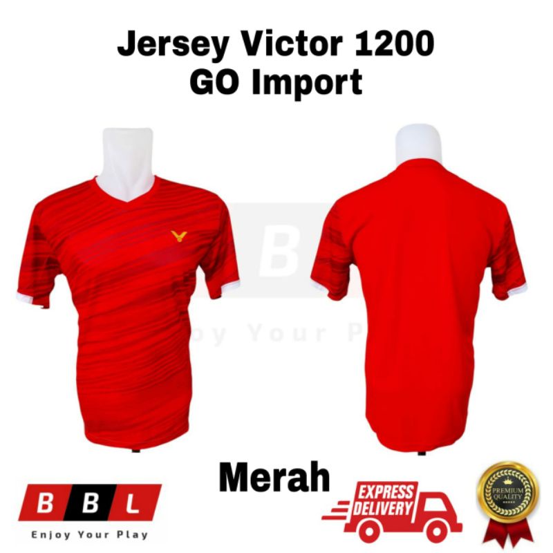 Jersey Badminton Victor 1200 Merah Grade Ori Import Kaos Badminton Victor 1200 Merah GO Import Kaos 