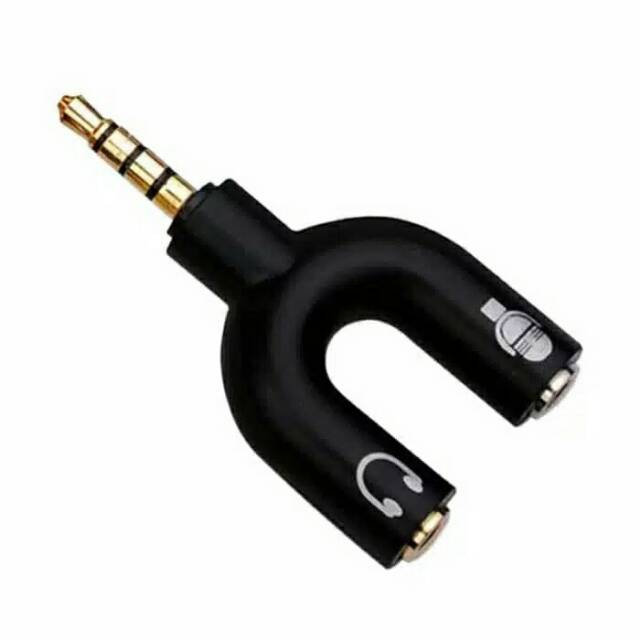 Audio splitter U Shape jack 3,5 to dual female jack for Mic and Audio KAS13