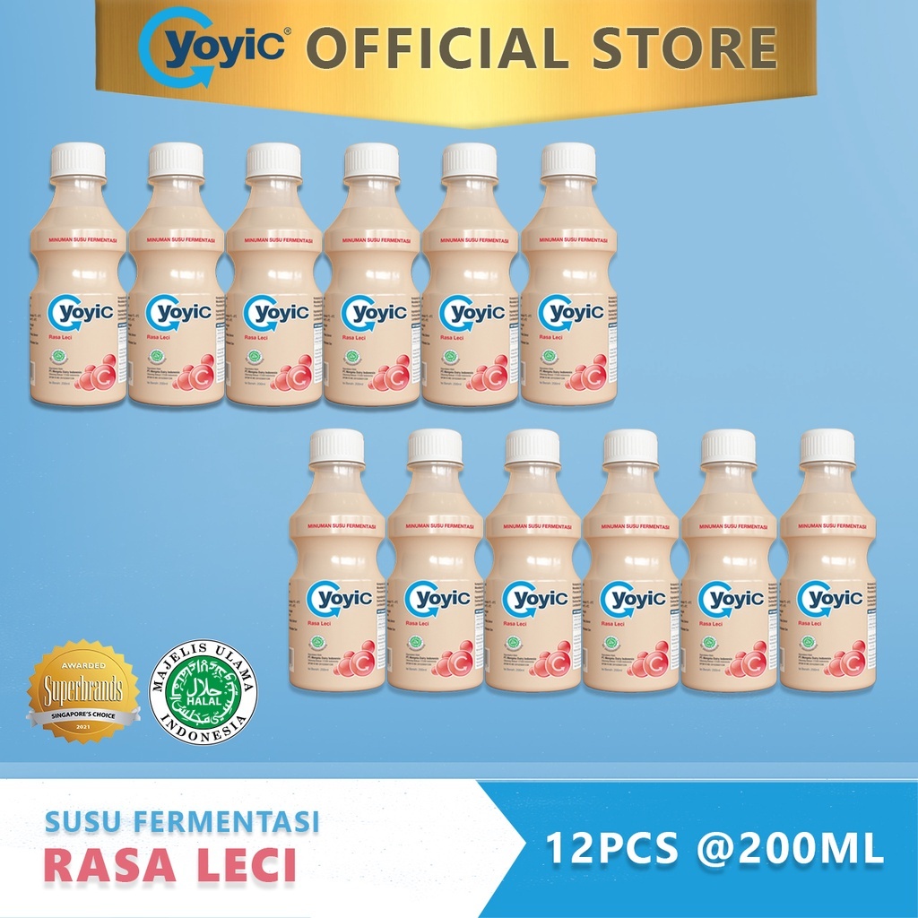 Yoyic Susu Fermentasi Rasa Leci 200ml x 12pcs