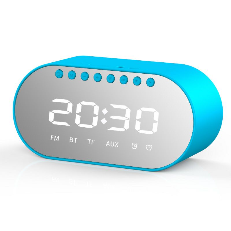 Speaker Bluetooth Portable Minimalist / Jam Alarm LED Clock Wireless Bass Speaker 1400 Mah