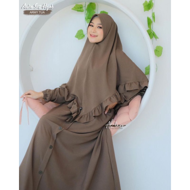 Aulia set hijab Alfaro/gamisitycrep/gamis polos/gamisgemoy