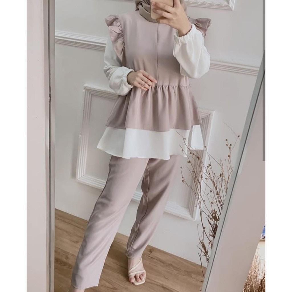 BLOOMS DAILY ONE SET / TIE DYE ONE SET RAYON / STELAN PIYAMA WANITA-ALVITA MOCCA