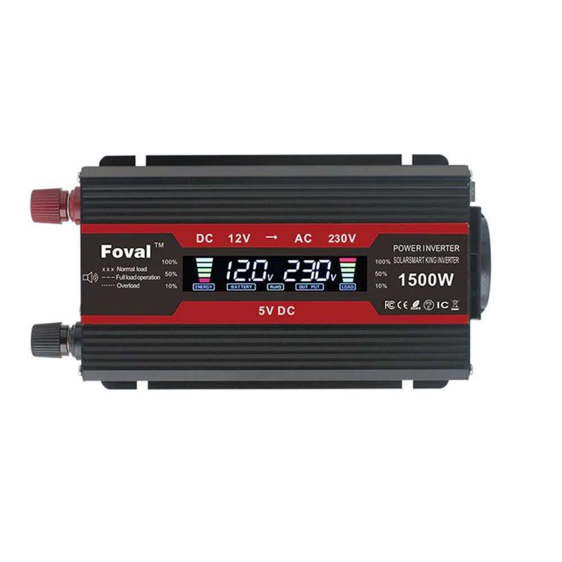 Foval Car Power Inverter DC 12V to AC 230V 1500W 2 USB Port - F01500