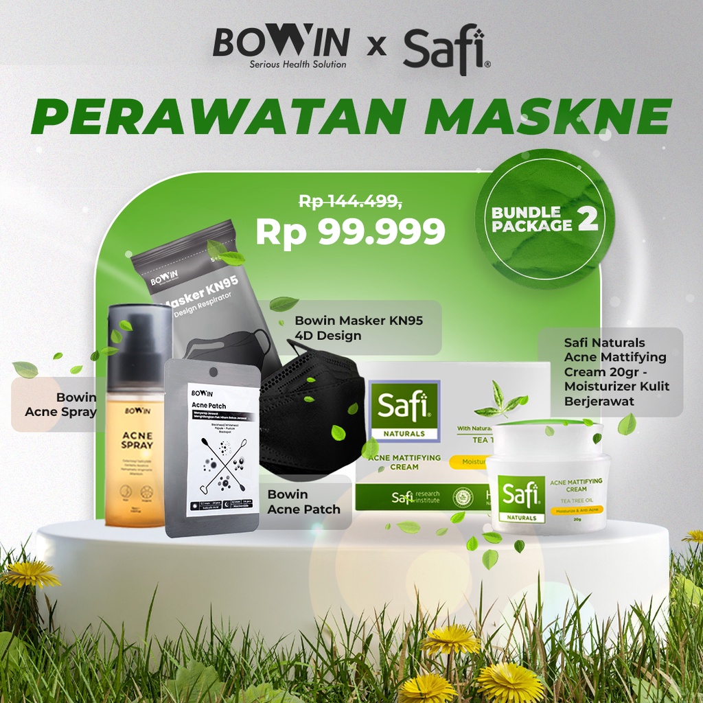 [Bowin x Safi] Paket Perawatan Maskne (Mask &amp; Acne): Cleanser, Cream, Spray, Patch