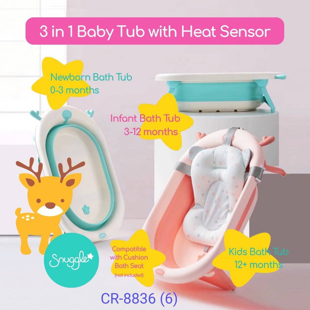 Snuggle 3 In 1 Baby Tub With Head Sensor Bak Mandi Lipat