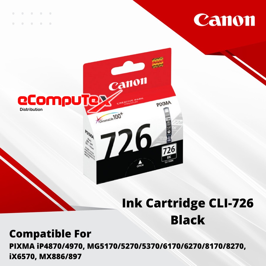 CARTRIDGE CANON CLI-726 BLACK / TINTA CATRIDGE CANON CLI726 HITAM ORIGINAL - RESMI