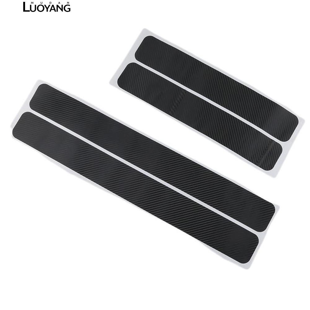 4 Pcs Aksesoris Mobil Pintu Sill Lecet Selamat Datang Pedal Melindungi Stiker Serat Karbon Carbon