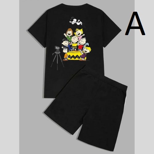 Clothing May - 1 Set Snoopy and Friend Cute1 Set One Set Oneset Satu Pasang Satu Setel Fashion Sepasang Kaos Koas Set Boxer Distro Kekinin T Shirt Tshirt T-Shirt Premium Murah Unisex Sablon Dtf Murah Celana Pria Pendek Tali Kolor Bokser