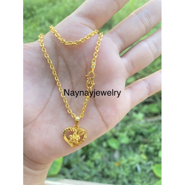 Kalung Koin 91 Warna 24k / Kalung nuri ukir 45 cm Love New / Yxy / Logam mesin