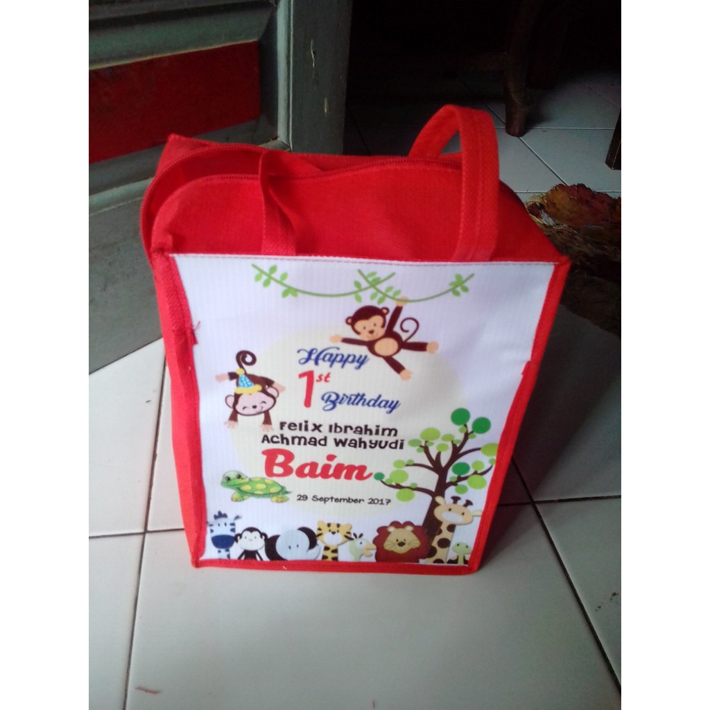 TAS SPUNBOND + RESLETING CUSTOM goodie bag ulang tahun anak goody ultah tas souvenir party supplies-4