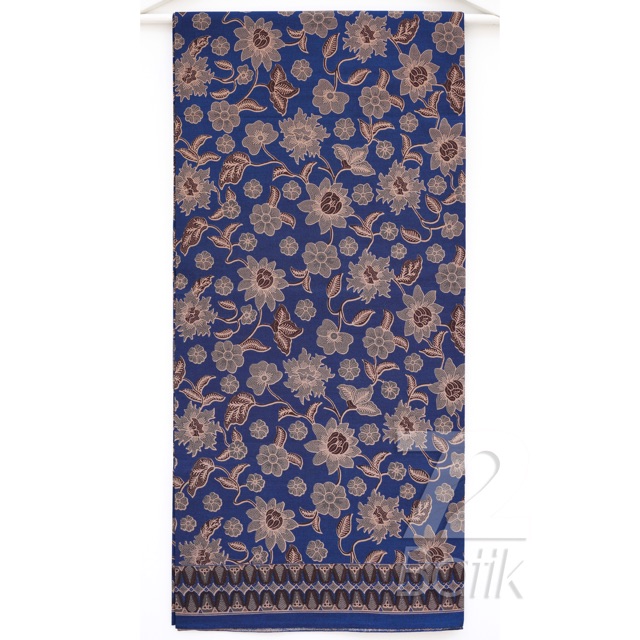 KAIN BATIK PREMIUM Bahan Katun Motif Kembang Warna Biru 727408 Cap 72 Jarik Jarit Samping Kebat Panjang Batik Katun Modern Premium Bahan Seragam Batik Pernikahan Kantor Keluarga Murah Kamen Jadi Batik Bali Lembaran