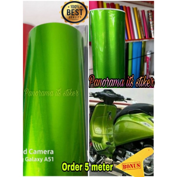 STICKER SKOTLET MOTOR HIJAU CANDY GLOSSY /STIKER HIJAU DAUN /STICKER MOTOR HIJAU /SCOTLITE MOTOR