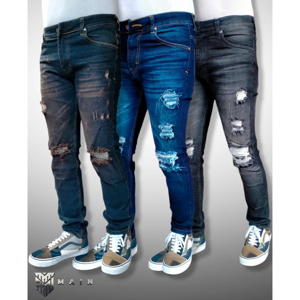 Celana Jeans Sobek Lutut Ripped Destroy Premium