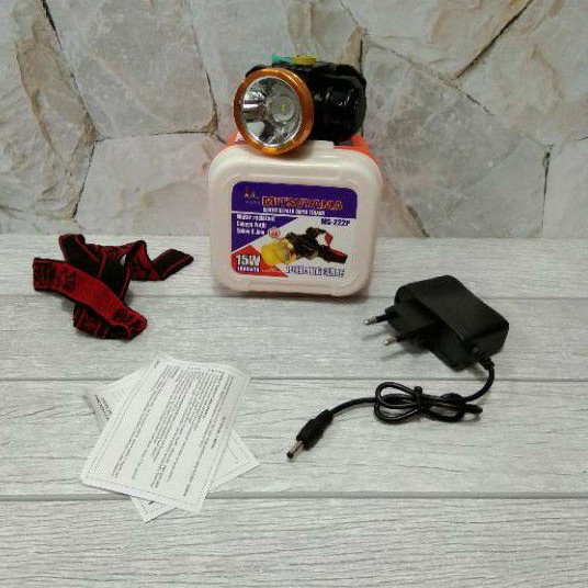 Senter kepala Mitsuyama 15 watt MS-222P cahaya Putih tahan 6 jam