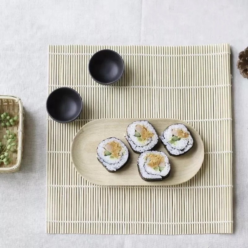 Cetakan Sushi Roll Mat Alat Pembuat Sushi Bambu Bamboo Rolling Mat Kimbab Penggulung Nasi Kepal Nori Onigiri Sushi Rice Mold Bento Maker ROLLER Tikar Bambu Alas Gulung Sushi