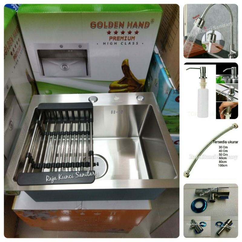 Kitchen Sink 5040 ONAN Golden Hand/BOLZANO CANNES/Paket Lengkap Kitchen Sink 5040 Stainless