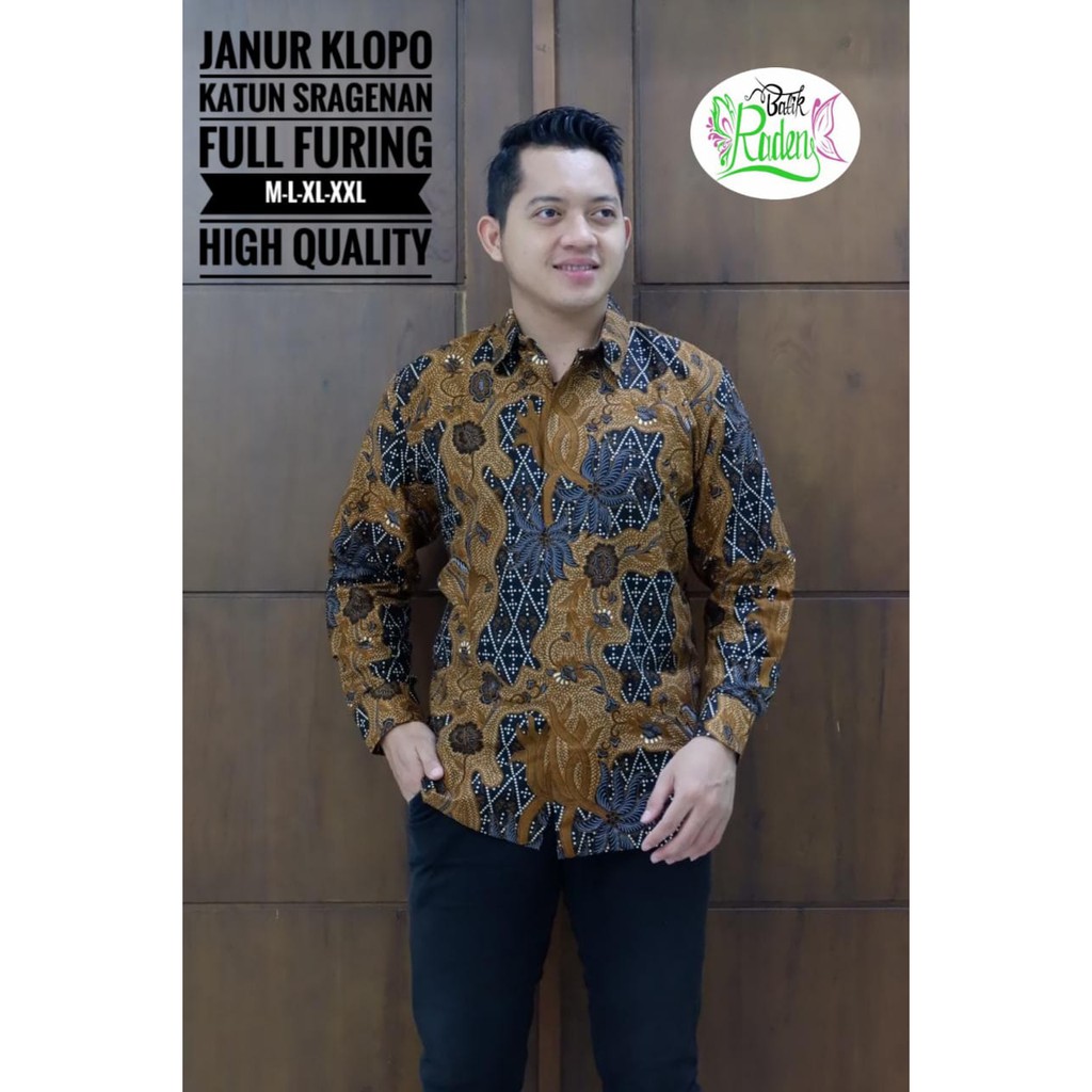 JANUR KLOPO Kemeja Batik Pria Full Furing Katun Sragenan