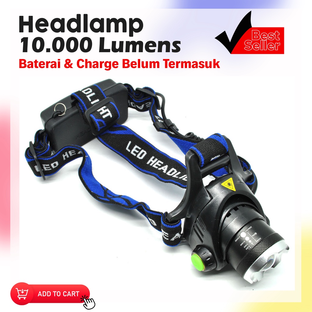 Headlamp LED Cree XML-T6 | Senter Hiking
