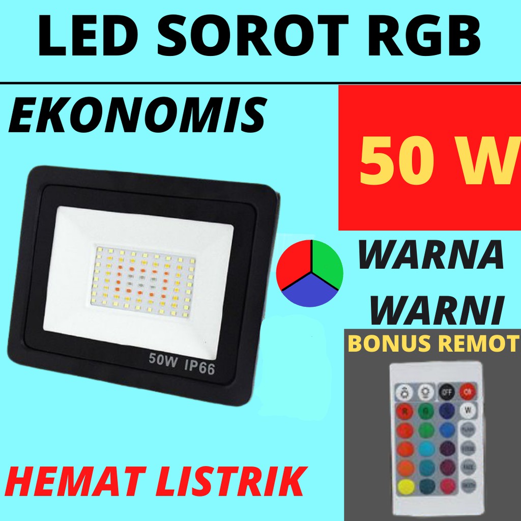 Jual Lampu Taman Rgb 50 Watt Smd Lampu Sorot Led 50W Warna Warni Lampu