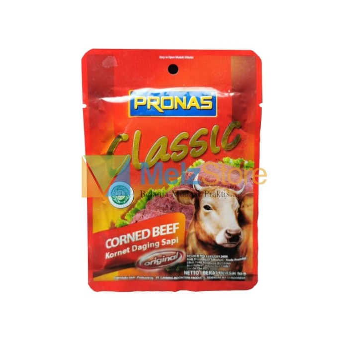 

5ds45ss Pronas Corned Beef Daging Sapi Original Classic Sachet 50Gr Xa20X1