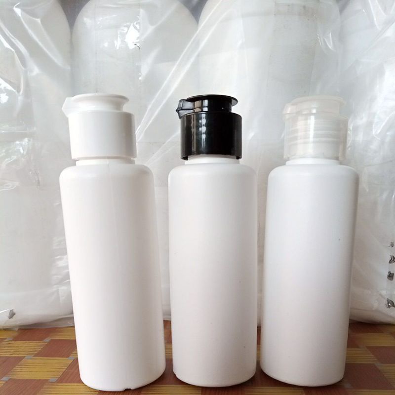 Botol HDPE putih 100ml tutup Fliptop