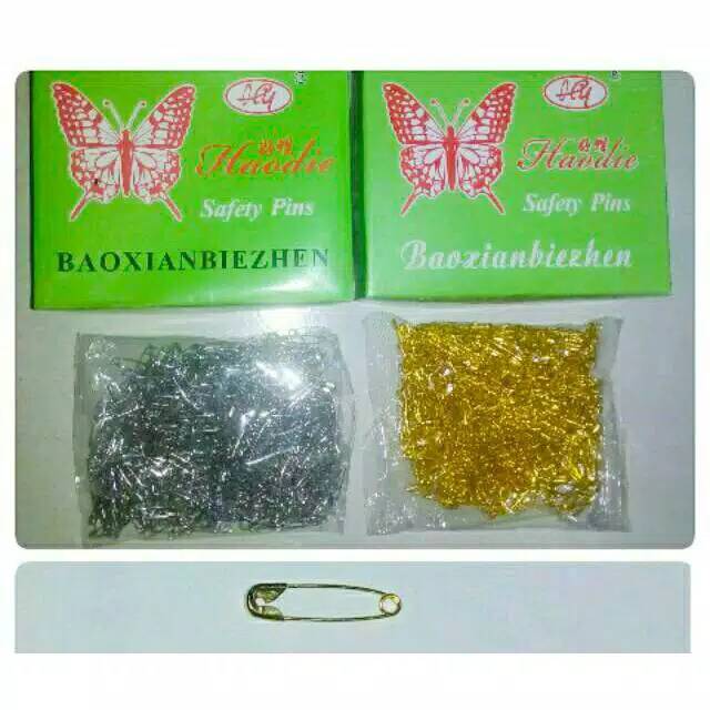 Peniti kecil peniti kutu warna silver dan gold isi 32biji