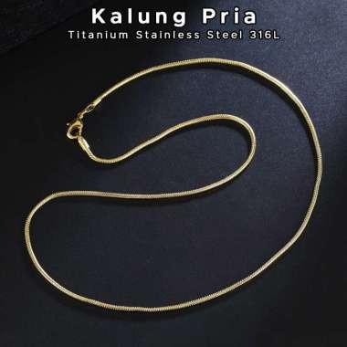 Kalung Titanium Pria Anti Karat Wanita Cowok Asli Keren Silver / Emas /silver /Rantai Cowo