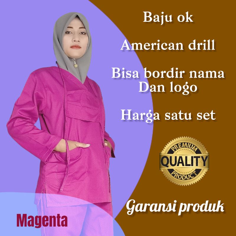 Baju Jaga Perawat Lengan Panjang Baju Ok Petugas Medis Size XXL ld 120