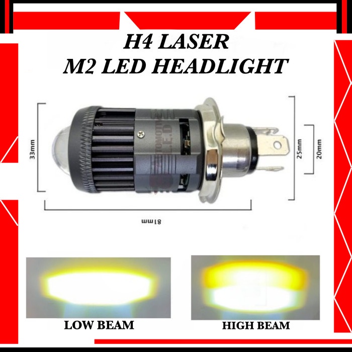 A20SP LAMPU LED H4 LASER HI LOO BEAM DUAL COLOURS M2 MERK AES ORIGINAL
